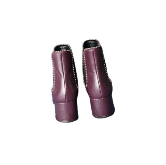 Coach Torri leather ankle leather boots burgundy with gold tone studs size 36,5 - Picture 4 of 8